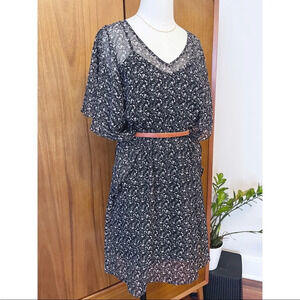 Madewell Sheer Floral Flutter Sleeve Dress